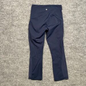 Lululemon Train Times Crop 21 Navy Blue Mesh Panel High Rise Leggings Size 6